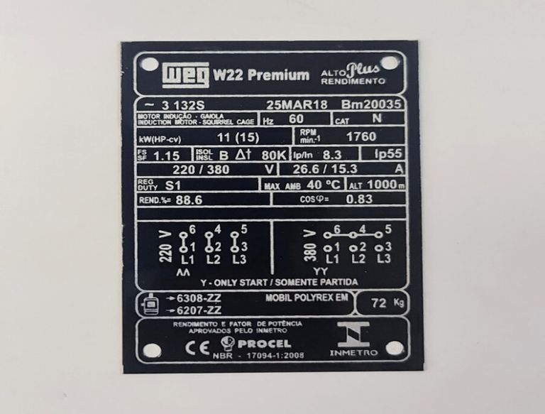 Placa de identificação industrial para maquinario pesado Placa de identificação industrial para maquinario pesado