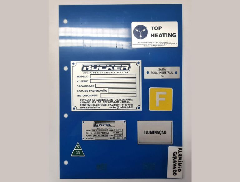 placa de identificação para motores e bombas placa de identificação para motores e bombas
