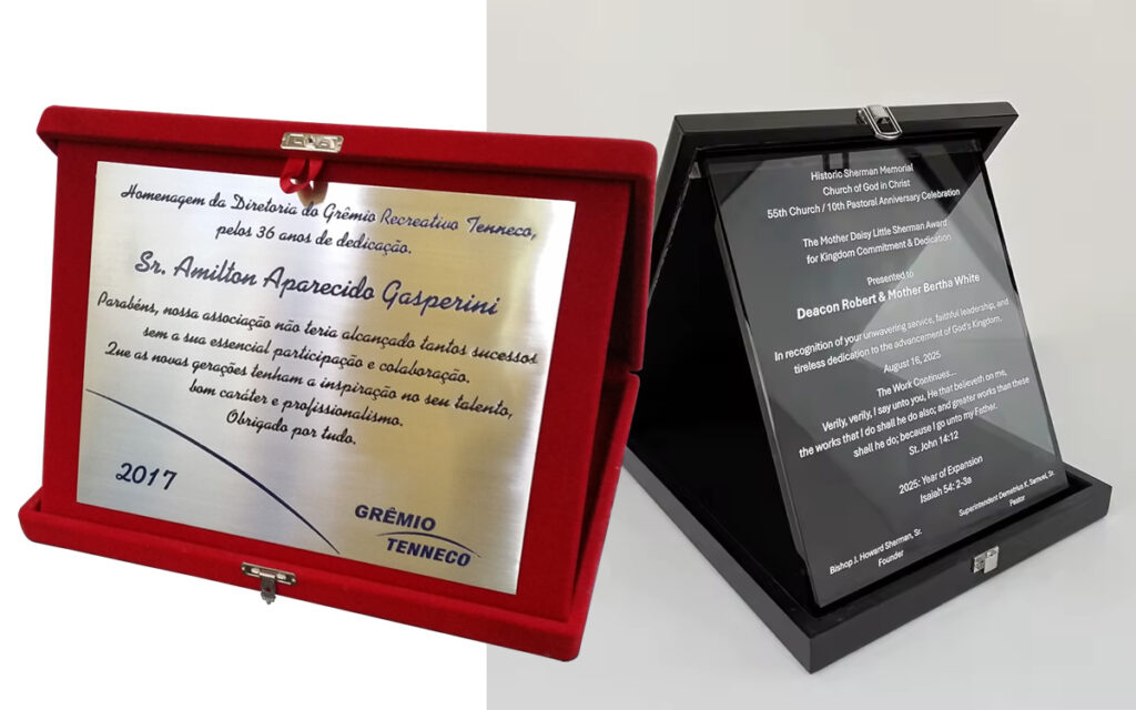 Placa de Homenagem em Aço Inox ou Acrílico Como Evitar o Desgaste Estético no Reconhecimento Corporativo