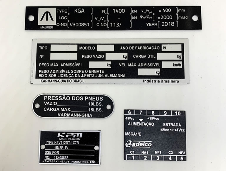 Placa de Identificação para Equipamentos Conformidade e Normas Placa de Identificação para Equipamentos Conformidade e Normas