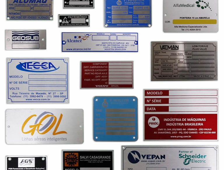 Placa de Identificação para Equipamentos Customização Placa de Identificação para Equipamentos Customização