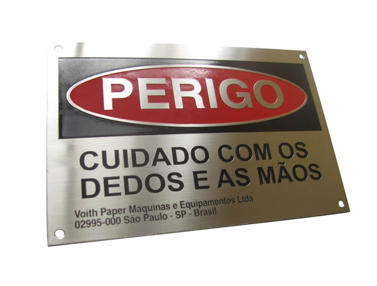 Placa de Identificação para Máquinas Segurança do Operador