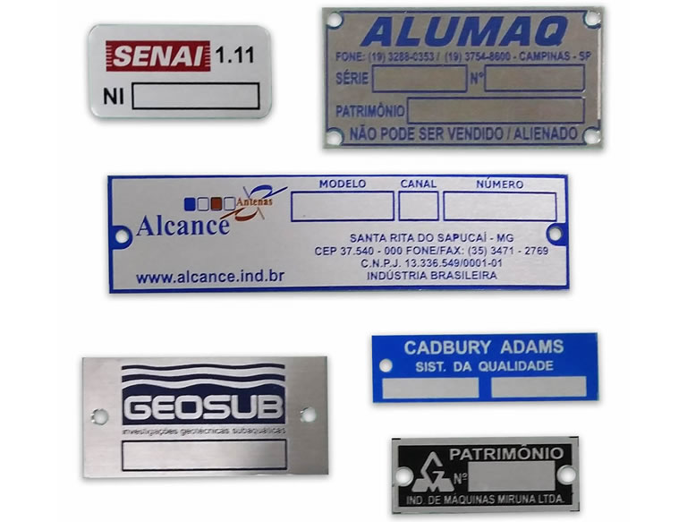 Placa de Identificação para Painel de Máquinas Estética Industrial Placa de Identificação para Painel de Máquinas Estética Industrial