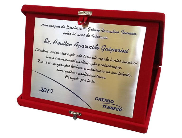 Placa de Mérito Apresentação e Estojos