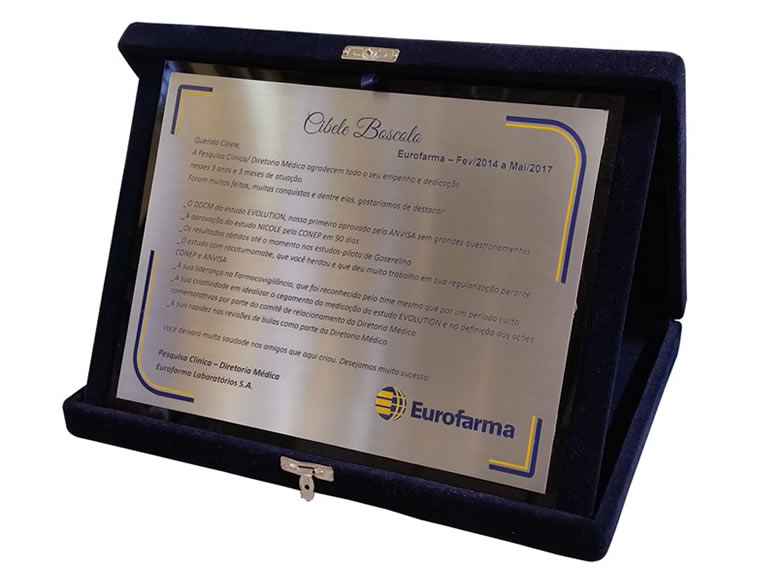Placa de Mérito Reconhecimento Acadêmico e Institucional