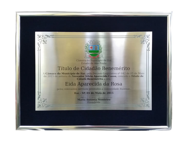 Placa de Premiação Competições e Campeonatos