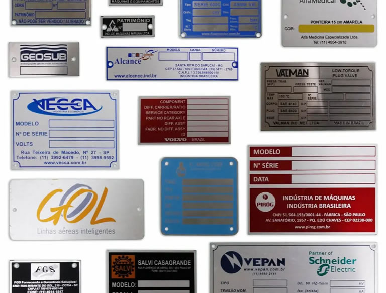 placas identificação Metálica Métodos de Gravação