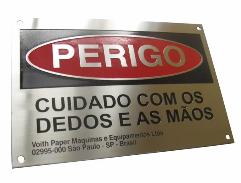 placas identificação Metálica aço inox