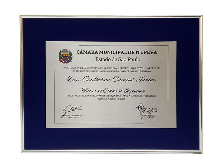 Placa de Homenagem Durabilidade e Conservação