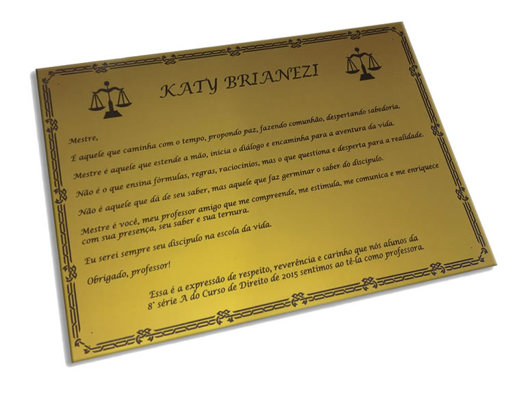 Placa de Homenagem Personalização e Arte